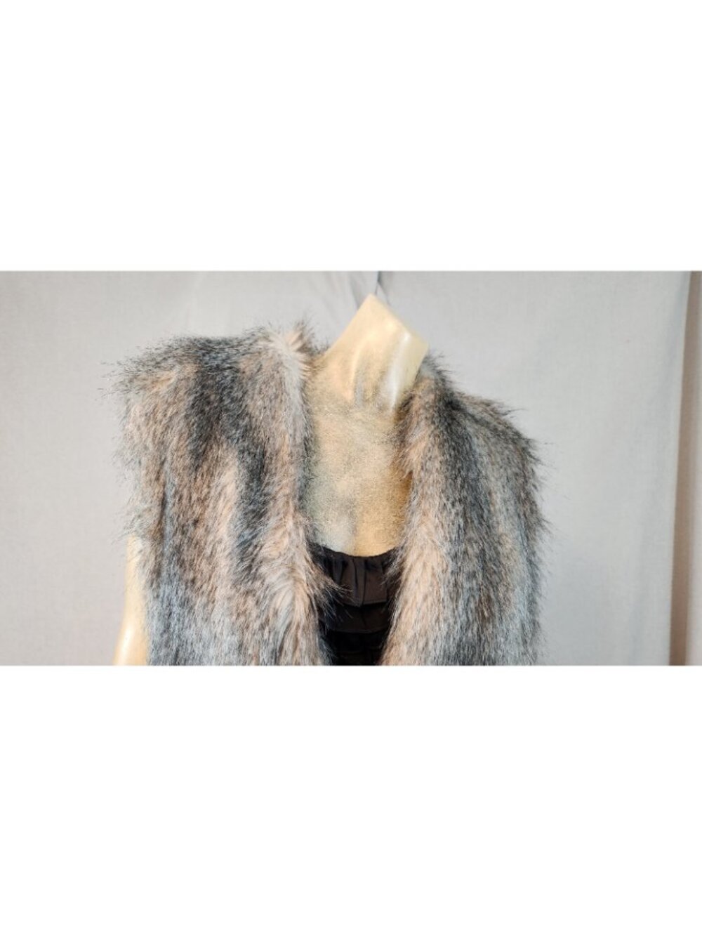 Banana Republic Gray Faux Fur Duster Vest Coat Jacket Womens XL XLARGE - Picture 2 of 7